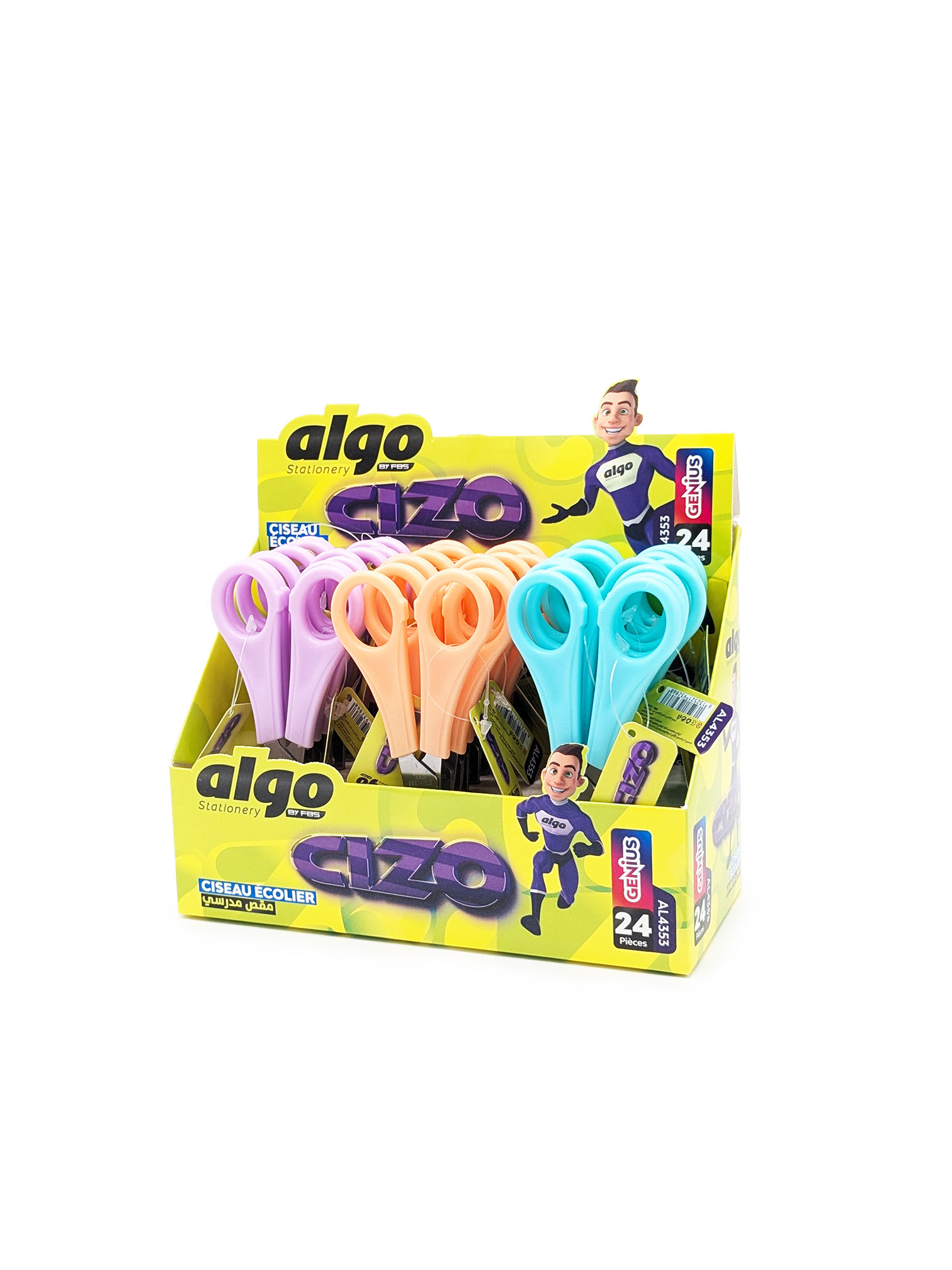 Ciseaux scolaires Algo CIZO – boîte de 24