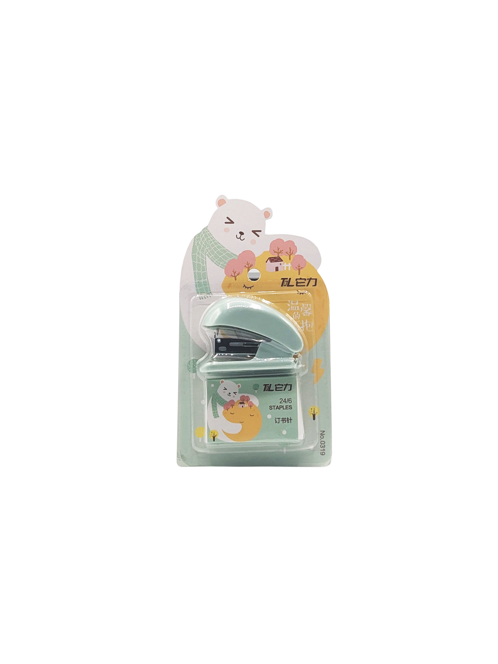 Agrafeuse mini pastel avec agrafes – modèle ours