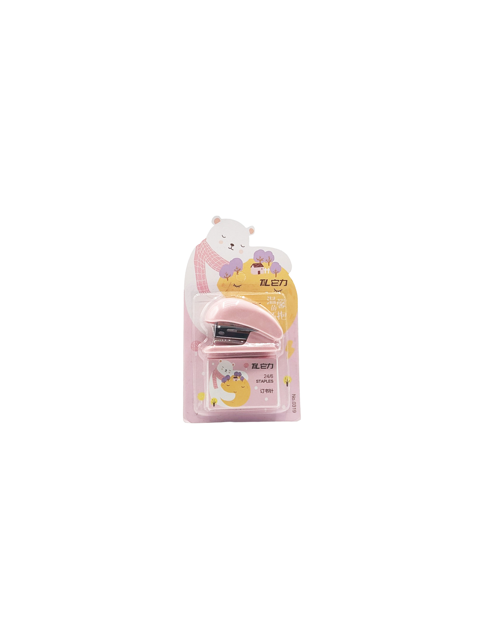 Agrafeuse mini pastel avec agrafes – modèle ours