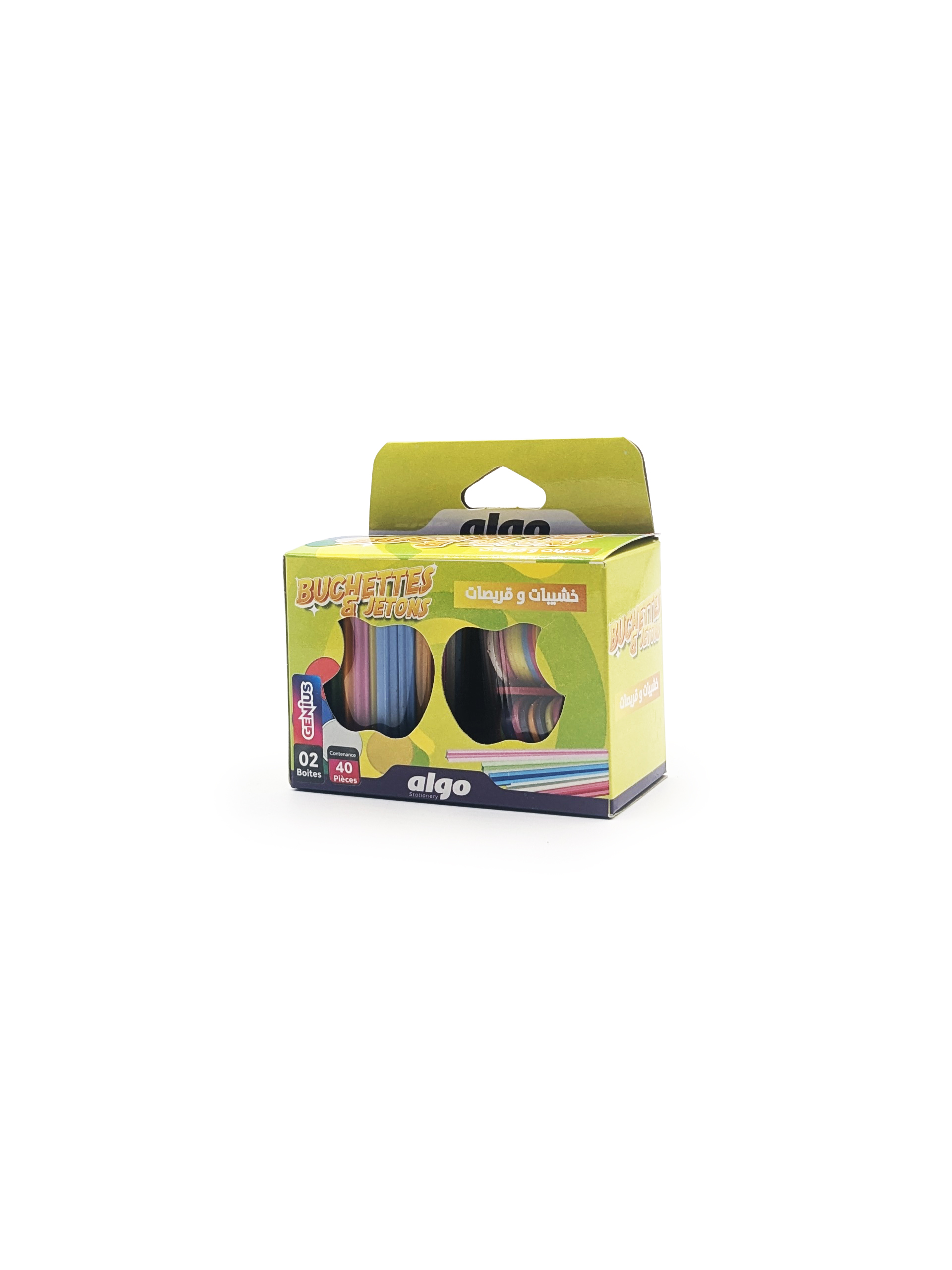 Boîte de buchettes et jetons Algo Genius – 40 pièces