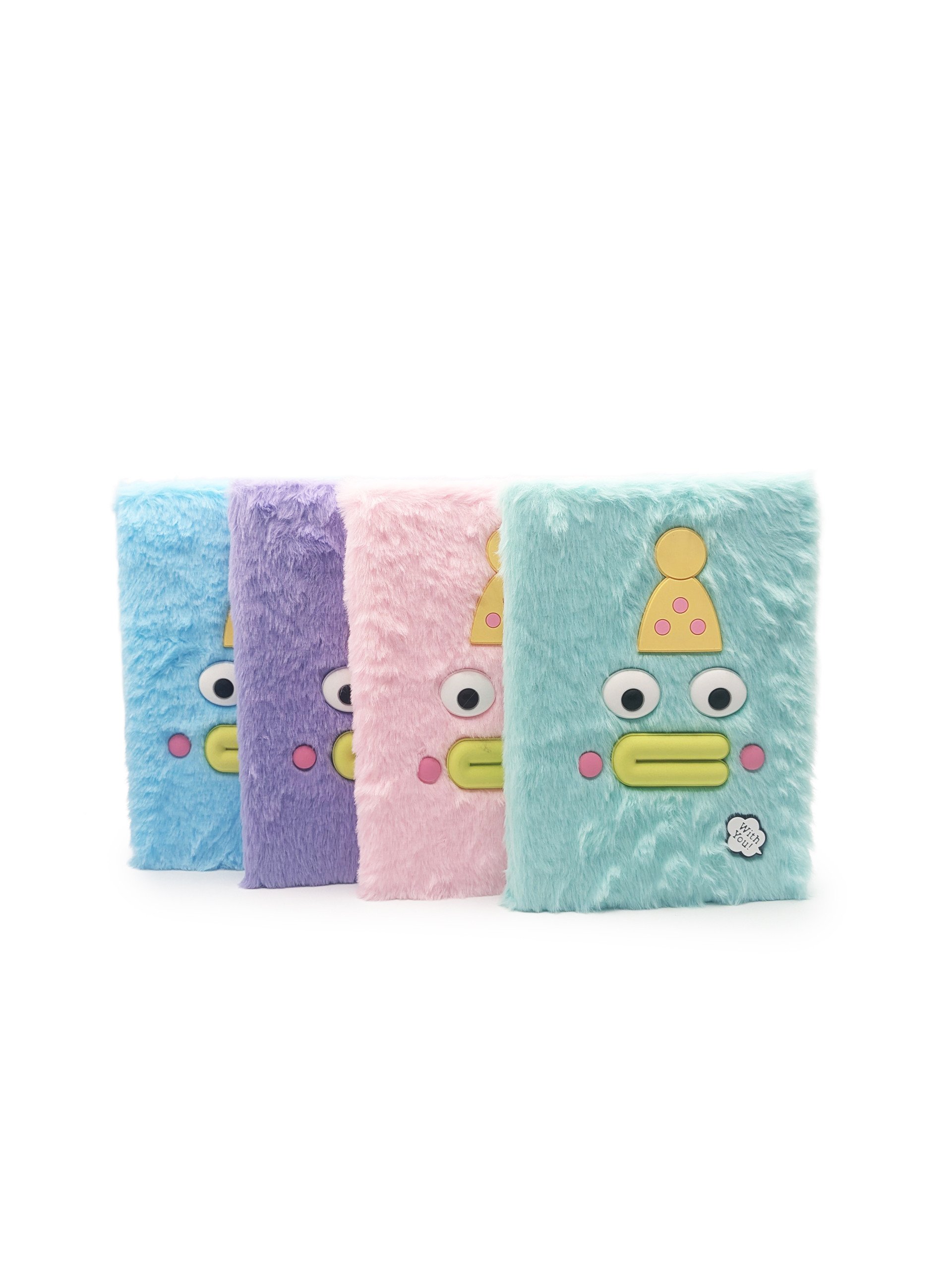 Carnet à couverture peluche motif rigolo – assortiment