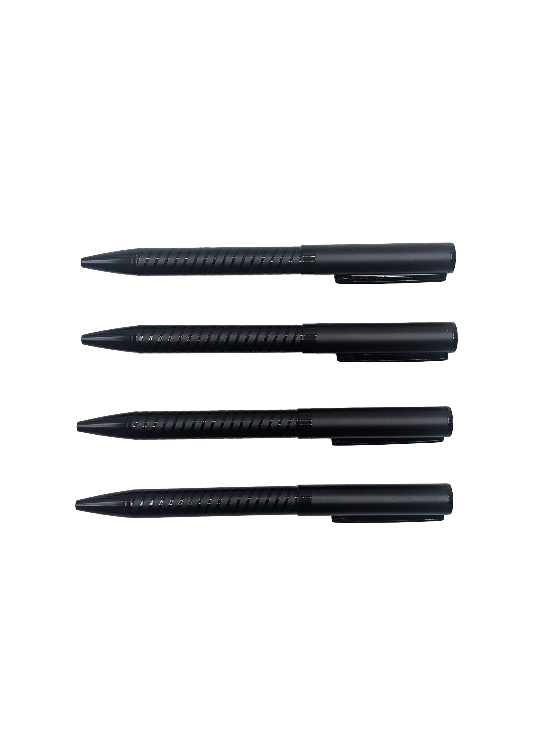 Stylo bille noir design rainuré