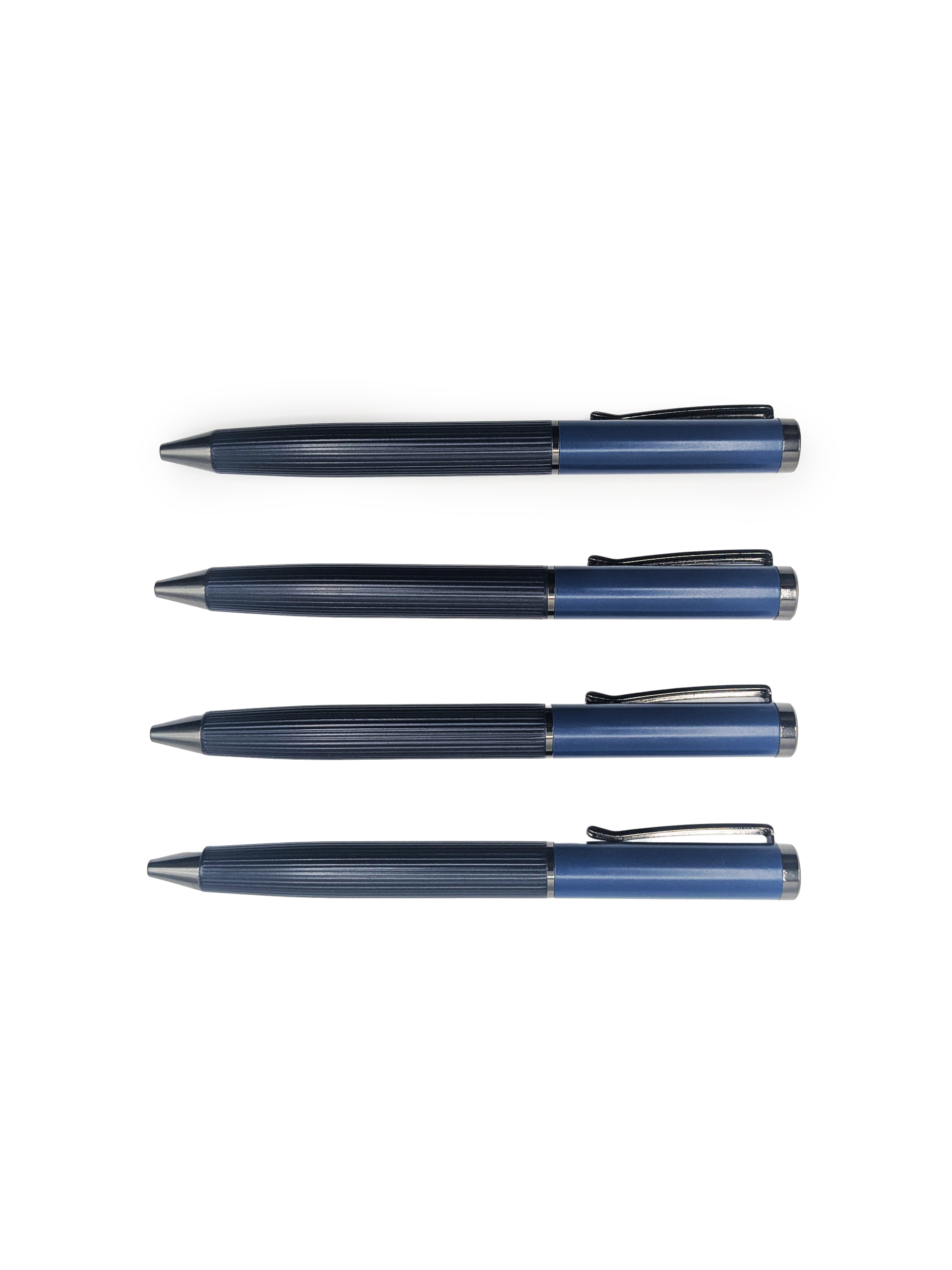 Stylo bille bleu à rainures verticales
