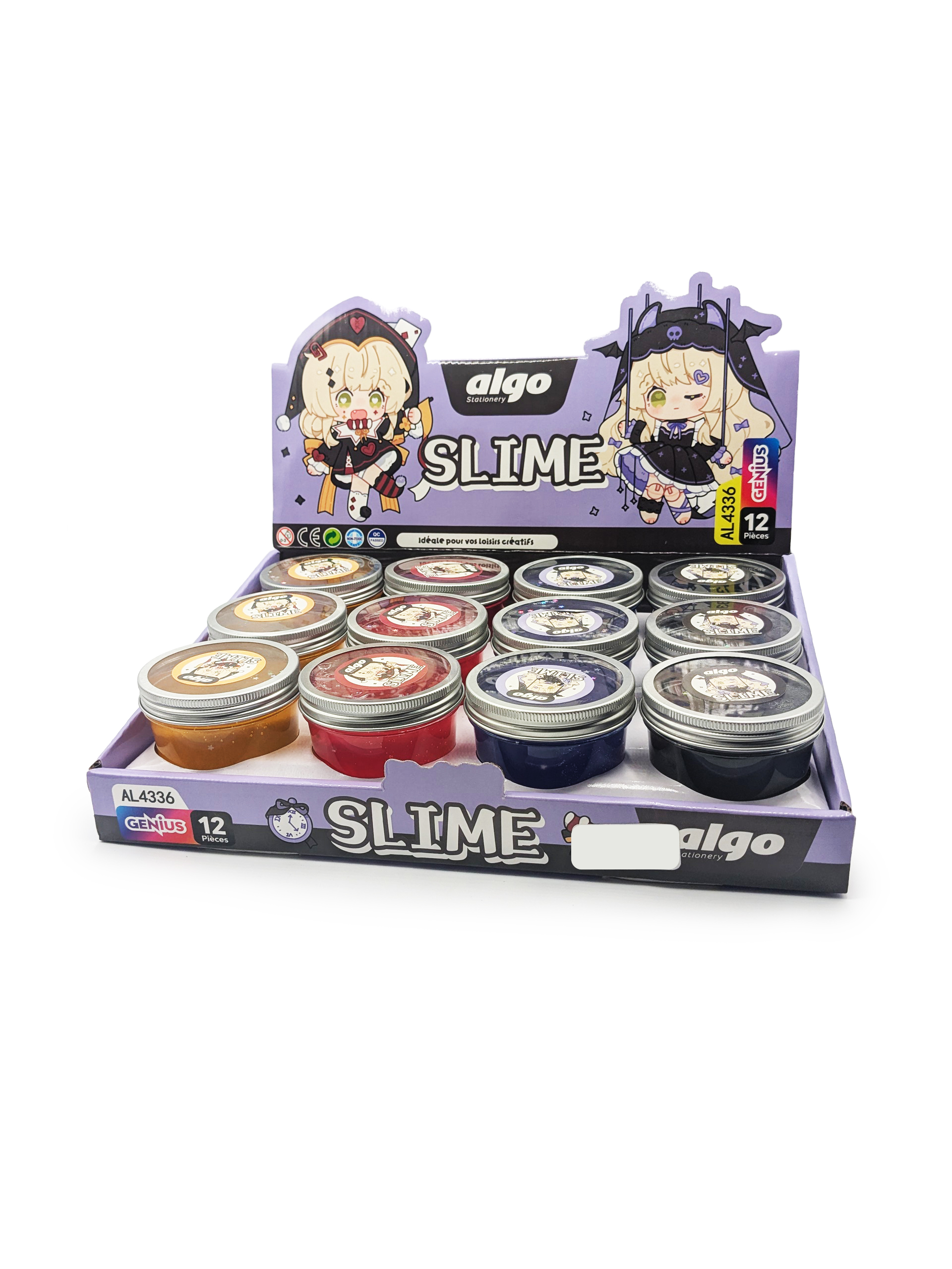 Slime créatif Algo Genius – présentoir de 12 pots