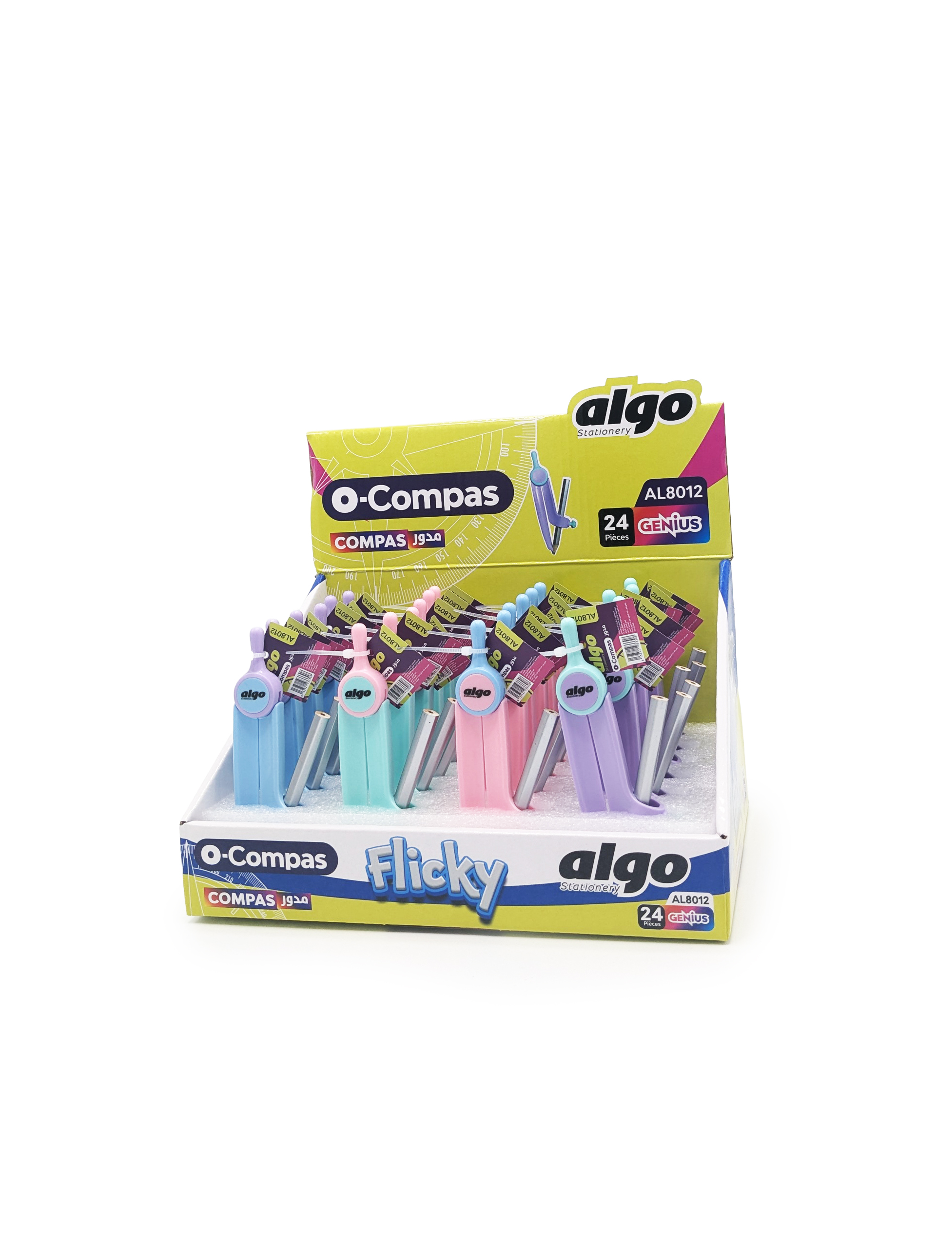 Compas scolaire Algo Genius Flicky – présentoir de 24